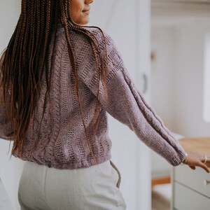 KNITTING PATTERN Lately Pullover Knitting Pattern, Cabled Sweater Knitting Pattern, Jumper Knit Pattern, Drawstring, Cropped Worsted PDF image 8