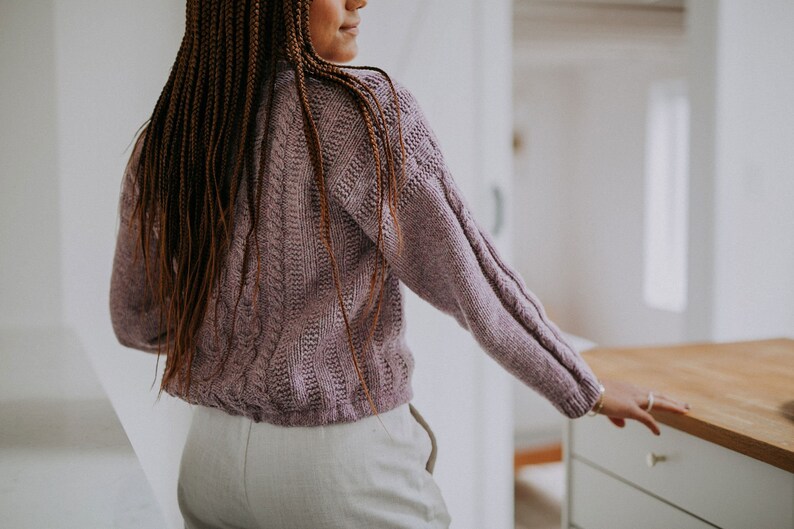 KNITTING PATTERN Lately Pullover Knitting Pattern, Cabled Sweater Knitting Pattern, Jumper Knit Pattern, Drawstring, Cropped Worsted PDF image 8