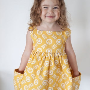 SEWING PATTERN | Sally Dress - Vintage Modern Large Pockets Square Neckline No Closures Size 2T-8 - PDF