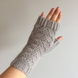 KNITTING PATTERN Valley of the Moon Fingerless Mitts Textured Worsted Mittens Quick Modern PDF image 4