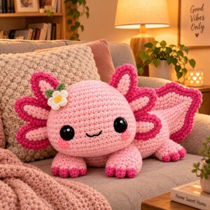 Crochet Axolotl Pattern PDF | Amigurumi Axolotl Plush Toy Tutorial | Cute Kawaii Crochet Animal | Easy Digital Download Pattern Gift