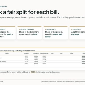 Kalkylblad för delad räkning för hyresvärd, mall för hyresgästens räkning för el, RUBS-fakturering för duplex och flerfamiljshus, Google Sheets + Excel bild 3