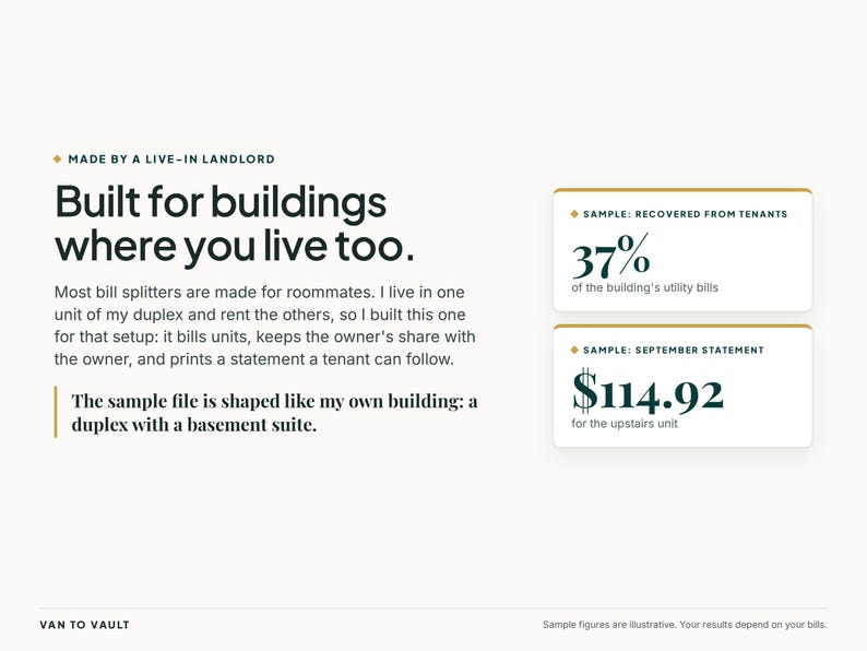 Kalkylblad för delad räkning för hyresvärd, mall för hyresgästens räkning för el, RUBS-fakturering för duplex och flerfamiljshus, Google Sheets + Excel bild 7