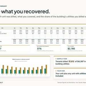 Kalkylblad för delad räkning för hyresvärd, mall för hyresgästens räkning för el, RUBS-fakturering för duplex och flerfamiljshus, Google Sheets + Excel bild 5