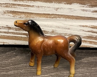 Small Vintage Plastic Toy Horse Made in Hong Kong 2.5&quot; Long
