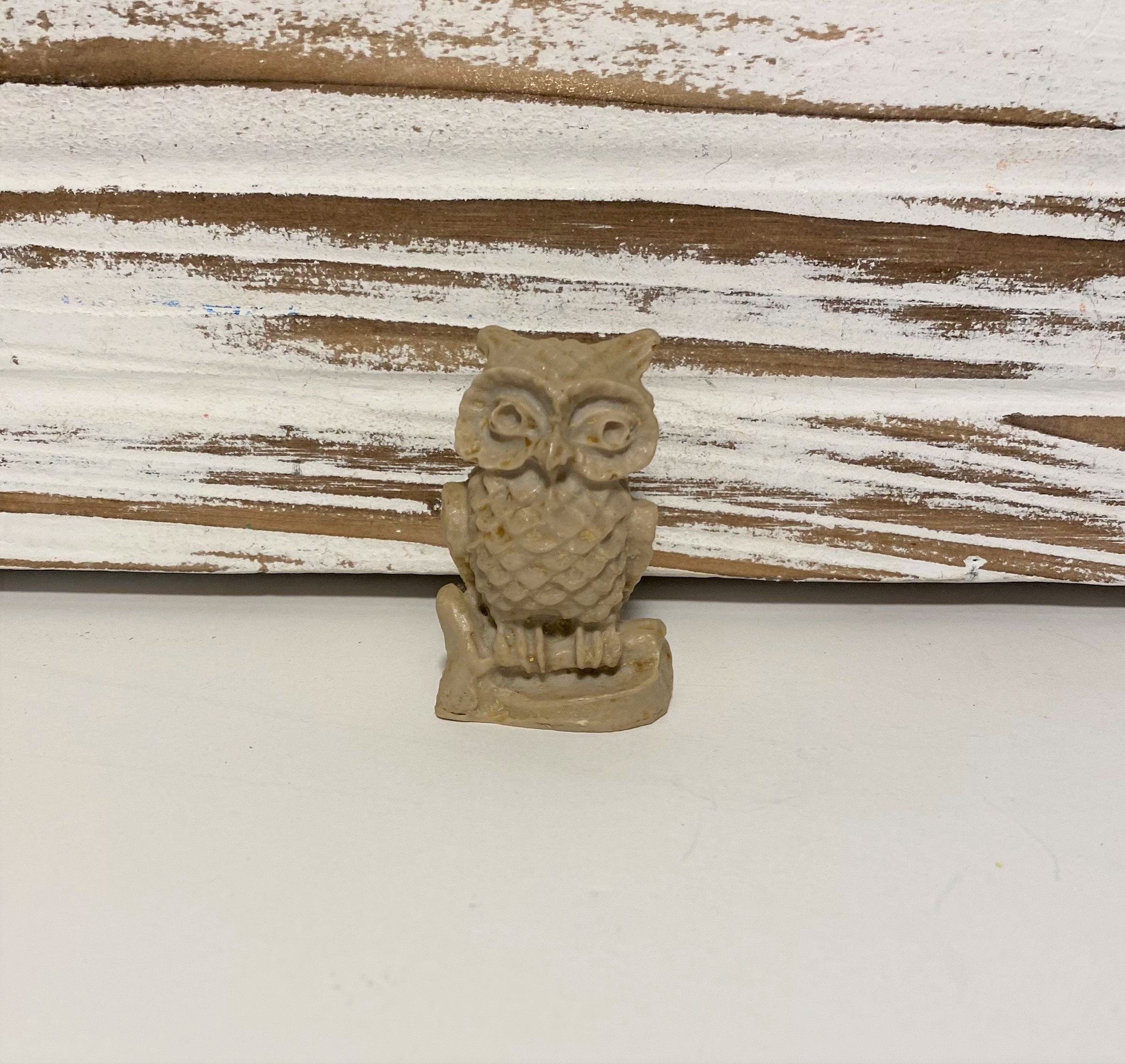 Vintage Carved Owl Miniature Figurine 2" Tall