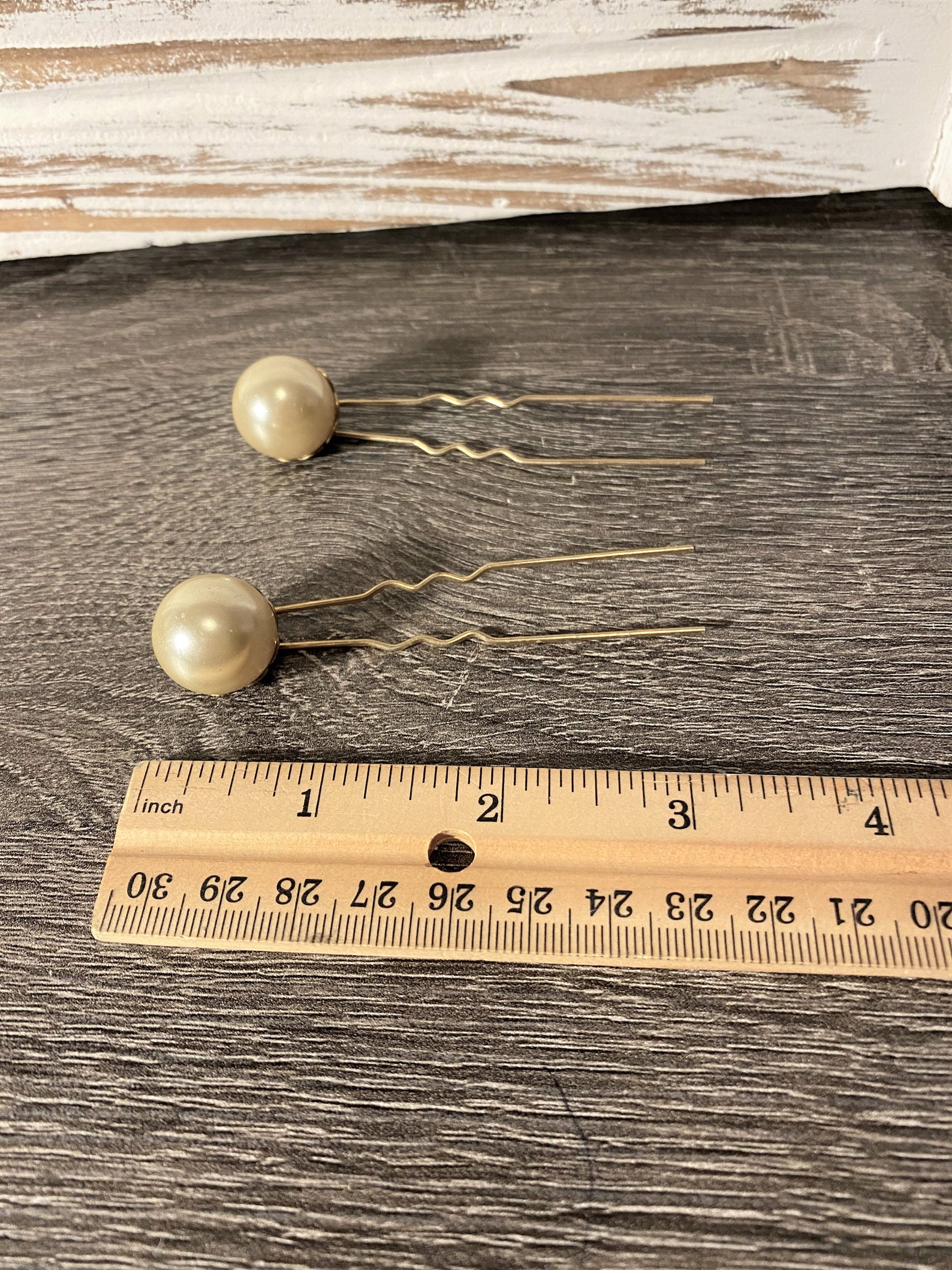 Vintage Beige Faux Pearl Fancy Hair Pins Set of 2 3.25 Etsy