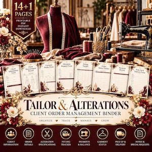 Tailor Alterations Business Binder, Client Forms, Measurement Records, Work Orders, Payment Tracker, Printable PDF 14+1