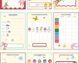 KIDS PLANNER | Planner Bambini Stampabile | Routine, Emozioni e Obiettivi | 9 PDF | Italiano + English