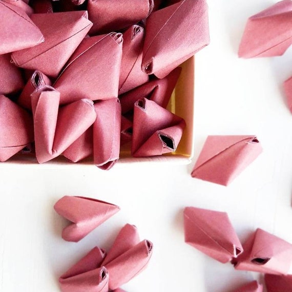 Raspberry Paper Origami Heart Love Messages Wedding Free Worldwide Shipping Wedding Favour Summer Wedding Decor