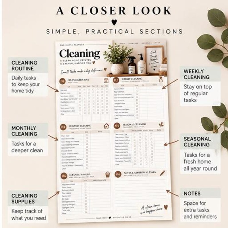 Cleaning Rota | Printable Cleaning Planner | Weekly Cleaning Schedule ...