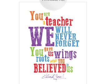8x10 Colorful Teacher Appreciation Printable from CLASS JPEG/ Thank You Teacher Gift / End of Year Teacher Gift Ideas