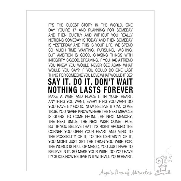 One Tree Hill Quote Printable / Inspirational Quotes / Nothing Lasts Forever / Nathan Scott / Graduation / White // 8x10 and 11x14