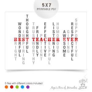 5x7 Teacher Appreciation Gift Ideas / BEST TEACHER Printable / Thank You Teacher / End of Year Gift for Teacher / Gifts under 5 image 5