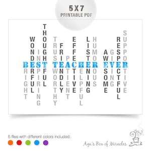 5x7 Teacher Appreciation Gift Ideas / BEST TEACHER Printable / Thank You Teacher / End of Year Gift for Teacher / Gifts under 5 image 1