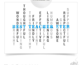 Best Teacher Ever Crossword Printable (5x7 PDF)