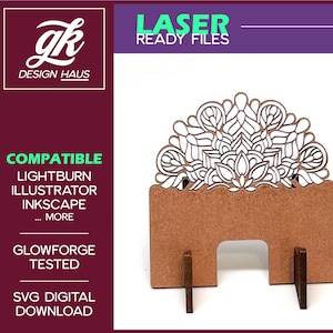 Small Wood/MDF Mandala Stand Design made for 1/8" (.12") Material - Digital Download SVG - Glowforge Mira Thunder Omtech K40 FSL