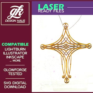 Croix - Élégant ornement bohème - 1/8 » (.12 ») Matériel - Téléchargement numérique SVG - Glowforge Mira Thunder Omtech K40 FSL _