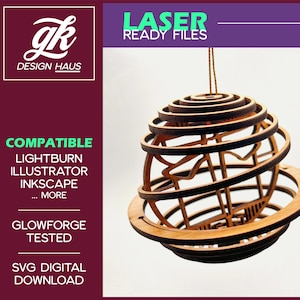 Dragonfly Spiral 3D Ornament - 1/8" (.12") Material - Digital Download SVG - Glowforge Mira Thunder Omtech K40 FSL - Caged Bauble