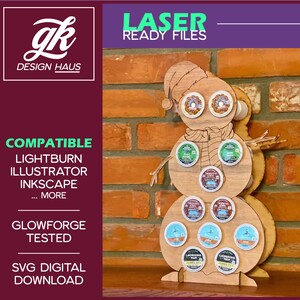 Coffee Pod Snowman Holiday Display / Advent Calendar for 1/8 (.12") Material - Digital Download SVG - Glowforge Mira Thunder Omtech K40