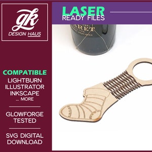 Wine Gift Tag with Stocking Shape and Diamond Design Living Hinge for 1/8" (.125") Material  - Digital Download SVG - Glowforge Mira Omtech