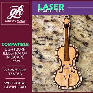 Geigenornament - Layered - 1/8" (.12") Material - Digital Download SVG - Glowforge Mira Thunder Omtech K40 FSL