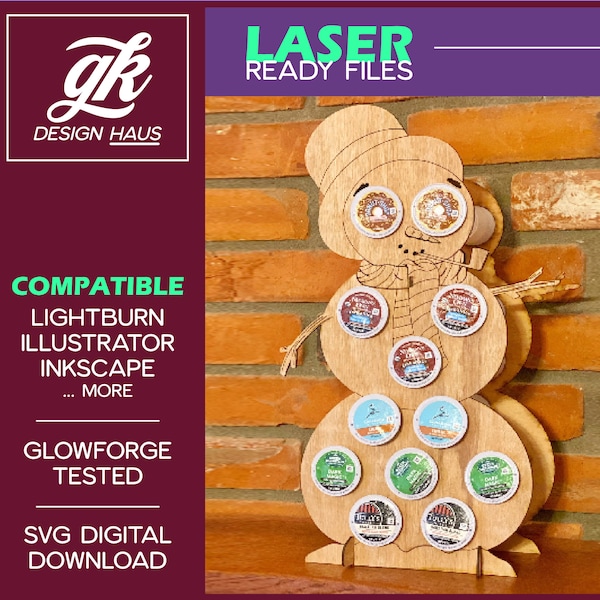 Coffee Pod Snowman Holiday Display / Advent Calendar for 1/4" (.21") material - Digital Download SVG - Glowforge Thunder Mira Omtech K40