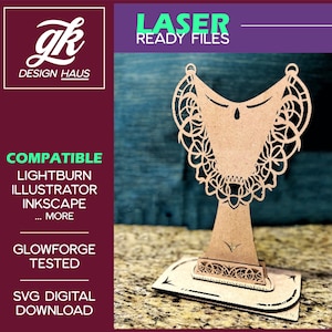 Schmuck Display Stand Design für 1/8 "(.12 ") Material - Holz oder MDF - Digitaler Download SVG - Glowforge Mira Thunder Omtech
