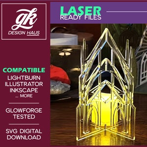 Cathedral Style Large Mantel Display for 1/8&quot; (.11&quot;) ACRYLIC Material - SVG Digital Download - laser cutting