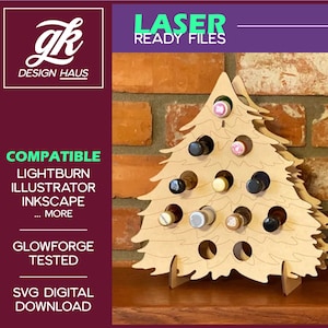 Mini Liquor Bottle Christmas Tree Holiday Display 12 bottle / Advent Calendar for  1/8" (.12")  Material - Digital Download SVG - Glowforge