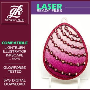 Easter Egg Jeweled Drape Layered Designs w/ Ornament and Bow Post tm Backers - Digital Download SVG - Glowforge Mira Thunder K40 Omtech