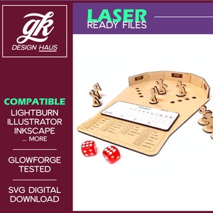 Baseball Würfel ("Parlor Baseball") Game Design - 1/8" (.12") Material - Digital Download SVG - Glowforge Mira Thunder Omtech K40 FSL