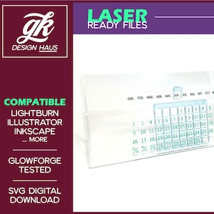 Perpetual Calendar Design Tabbed Fit 10 inch - SPANISH - 1/8" Acrylic  (.11")  - Digital Download SVG - Glowforge Mira Omtech K40 - ESPANOL