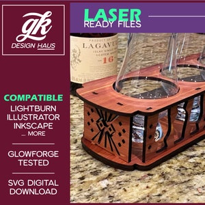Glencairn Whiskey / Bourbon / Scotch Tasting Tray for 1/8" (.12")  Material - Digital Download SVG - Glowforge Mira Omtech