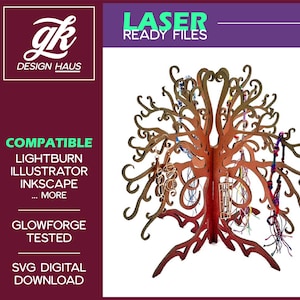 3D Ornate Tree - Decoration or Jewelry Display - 1/8" (.12") Material - Digital Download SVG - Glowforge Mira Thunder Omtech K40 FSL