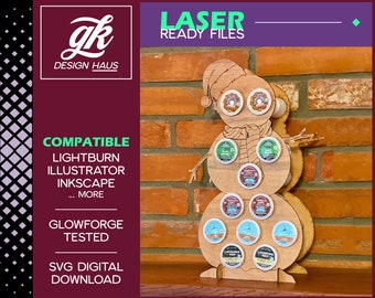 Coffee Pod Snowman Holiday Display / Advent Calendar for 1/4" (.21") material - Digital Download SVG - Glowforge Mira Thunder Omtech K40