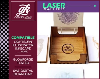 6 Tile Coaster Holder Design made for 1/8&quot; (.12&quot;) Material - Digital Download SVG - Glowforge Mira Thunder Omtech K40 FSL