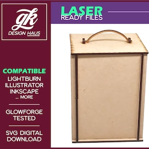 Box Lantern avec côtés vierges et poignée optionnelle pour 1/4 « (.21 ») Matériel - Téléchargement numérique SVG - Style de fente - Glowforge Mira Thunder Omtech