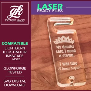 Dentist Crown Keychain SVG File | Laser Cut Phone Stand (Digital Download)