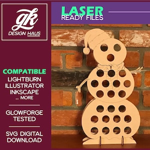 Mini Schnapsflasche Schneemann Weihnachten Display / Adventskalender 1/8" (.12") Material - Digital Download SVG - Glowforge Mira Thunder Omtech K40