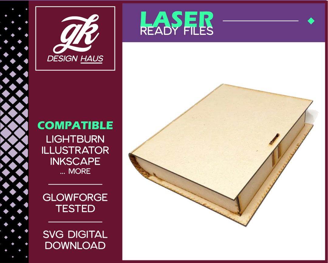 Laser Cut SVG File for Design | Large Book Box With Living Hinge ...