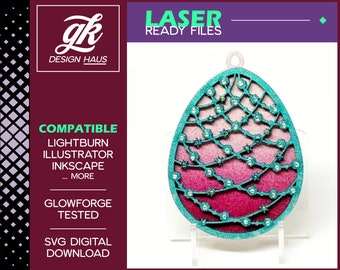 Easter Egg Jeweled Double Drape Layered Designs w/ Ornament and Bow Post tm Backers - Digital Download SVG - Glowforge Mira Thunder Omtech