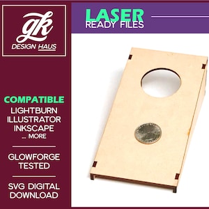 Diseño de juego Mini Cornhole Coin Toss de escritorio - Material de 1/8" (.12") - Descarga digital SVG - Glowforge - Fácil de hacer - Personalizar