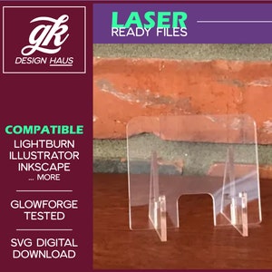 Ontwerp van kleine acrylstandaard gemaakt voor 1/8" (.11") materiaal - digitale download SVG - Glowforge Mira Thunder Omtech K40 FSL