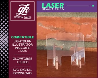 Small Acrylic Stand Design made for 1/8&quot; (.11&quot;) Material - Digital Download SVG - Glowforge Mira Thunder Omtech K40 FSL