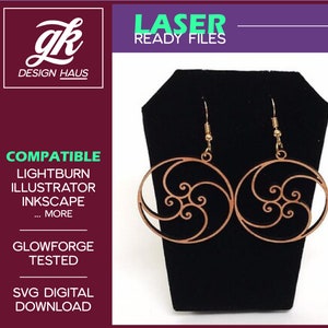 Golden Ratio Earrings Swirl Pattern Fibonacci Sequence 1/8 .12 Material Digital Download SVG Glowforge Mira Thunder Omtech K40 FSL image 1