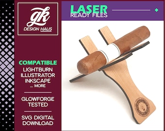 Cigar Holder / Stand / Display Design for 1/8&quot; (.12&quot;) Material - Digital Download | Groomsmen Gift | Wedding Favors | Graduation | Best Man