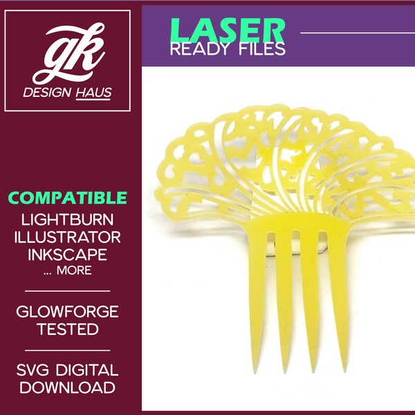 Hair Comb Collection - Spanish Mantilla - 1/8" (.12") Material - Digital Download SVG - Glowforge Mira Thunder Omtech K40 FSL - 5" and 7"