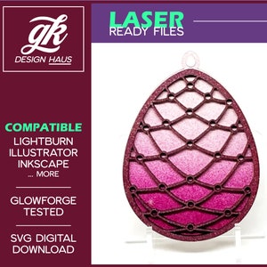 Easter Egg Jeweled Net Layered Designs w/ Ornament and Bow Post tm Backers - Digital Download SVG - Glowforge Mira Thunder K40 Omtech
