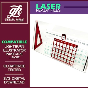 Perpetual Calendar Design No Tabs Glued Version - SPANISH - 10 inch  - Digital Download SVG - Glowforge Mira Omtech K40 - ESPANOL